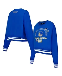 Pro Standard Women's Royal Golden State Warriors Area Code Cropped Pullover Sweatshirt