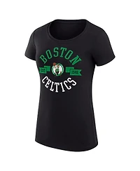 G-iii 4Her by Carl Banks Women's Black Boston Celtics Super-Slim Fit Lightweight Large City Logo T-Shirt