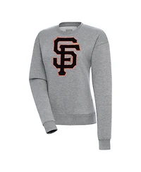 Antigua Women's Heather Gray San Francisco Giants Victory Chenille Pullover Sweatshirt