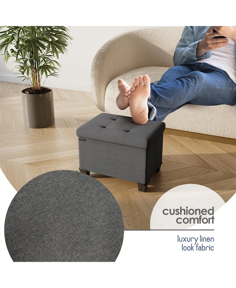 Nestl 16 Inch Ottoman Storage Bench with Storage Bins