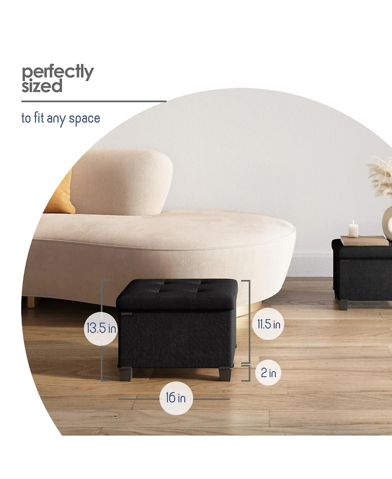 Nestl 16 Inch Ottoman Storage Bench with Storage Bins