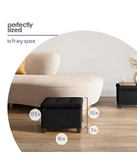 Nestl 16 Inch Ottoman Storage Bench with Storage Bins