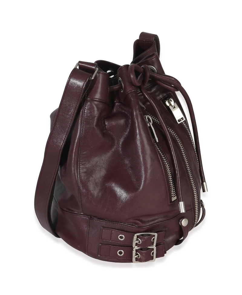 Pre-Owned Saint Laurent Bordeaux Smooth Calfskin Medium Rider Bucket Bag
