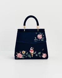 Fable England Rosy Posy Embroidered Mini Top Handle Tote
