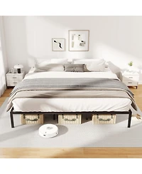 Gymax King Size Metal Bed Frame Heavy Duty Support Slats Mattress Foundation