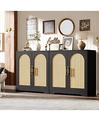gaomon Sideboard Buffet Cabinet - Credenza Storage with 2 Rattan doors and Shelves,Console Table Accent Coffee Bar
