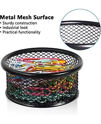 Danrong Paper Clip Holder for Desk, Mesh Metal Paperclips Dispenser Organizer, Binder Clip Container for Home Office, 4 Pack