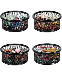 Danrong Paper Clip Holder for Desk, Mesh Metal Paperclips Dispenser Organizer, Binder Clip Container for Home Office, 4 Pack