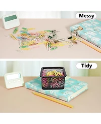 Danrong Mesh Metal Paper Clip Holder for Desk, Paperclip Dispenser Organizer Container, 4 Pack for Office School