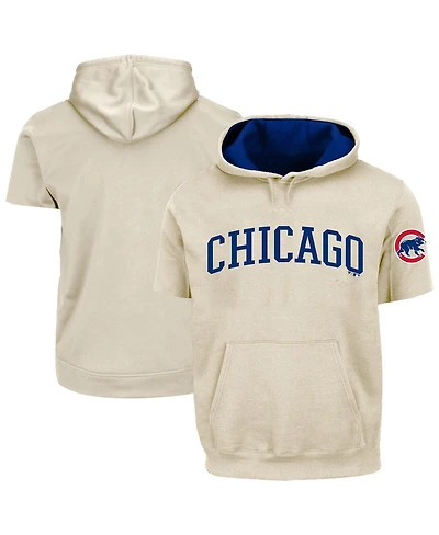 Fanatics Men's Profile Cream Chicago Cubs Big & Tall Contrast Short Sleeve Hoodie