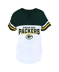 Profile Women's Green/White Green Bay Packers Plus Split Body V-Neck T-shirt