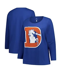 Fanatics Women's Royal Denver Broncos Plus Primary Logo Long Sleeve Scoop Neck T-Shirt