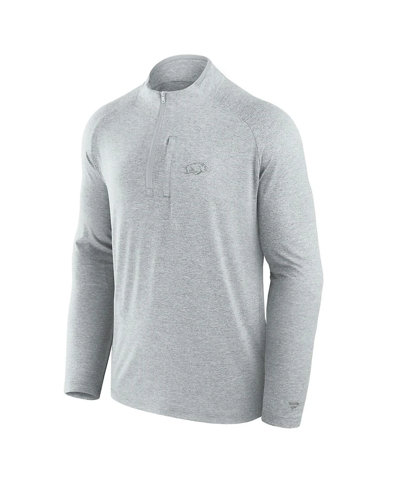 Fanatics Men's Gray Arkansas Razorbacks Mock Neck Half-Zip Pullover Jacket