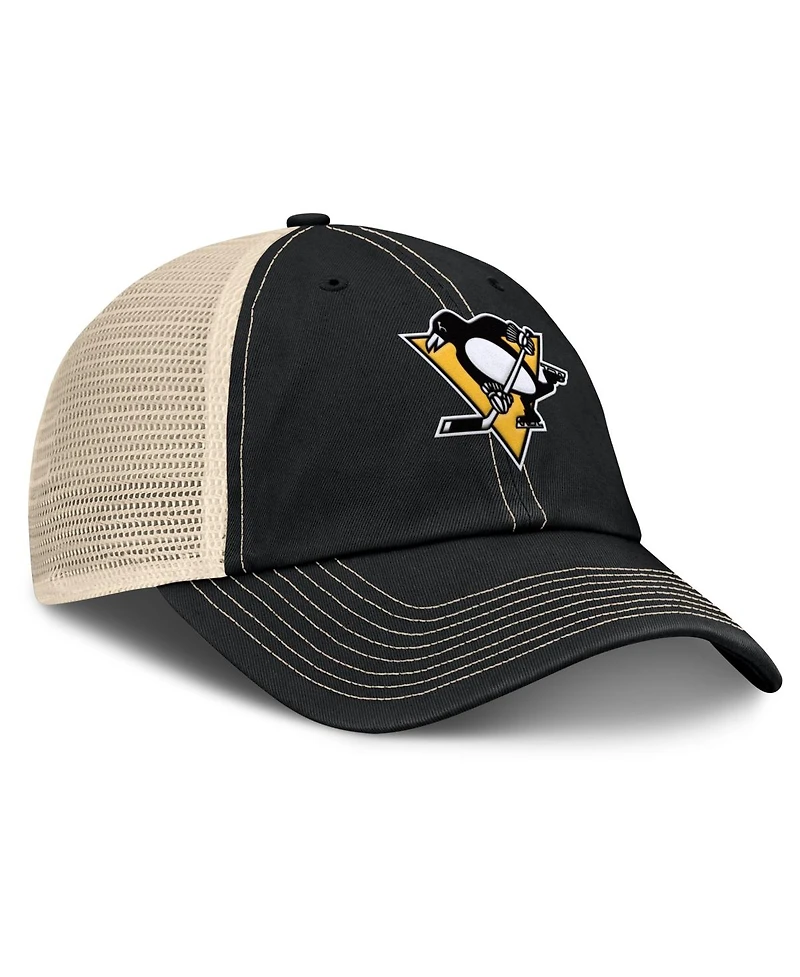 Fanatics Men's Black/Natural Pittsburgh Penguins Rival Trucker Adjustable Hat