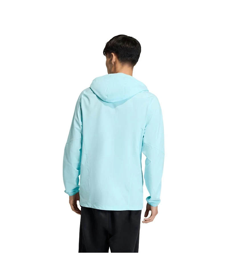 Adidas Men's Light Blue Chicago Fire Tiro Travel Full-Zip Hooded Windbreaker Jacket