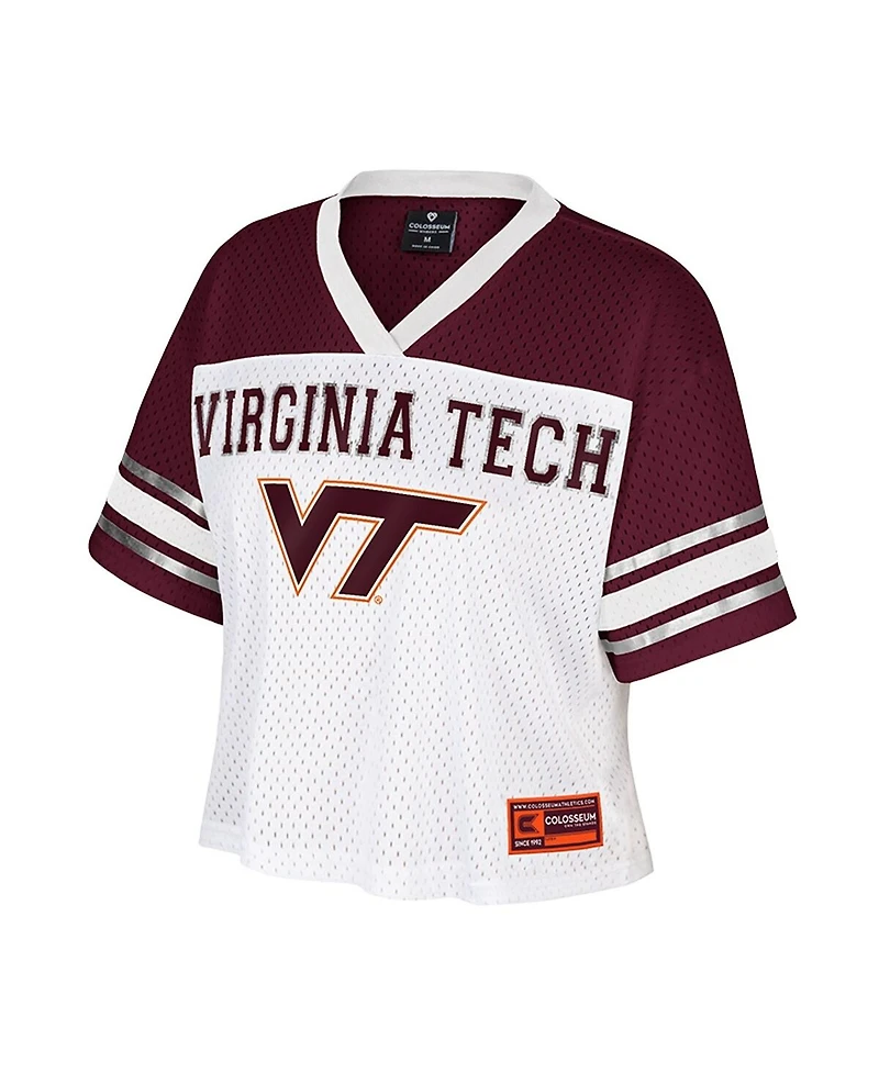 Colosseum Women's White Virginia Tech Hokies Treasure Cropped Football Jersey