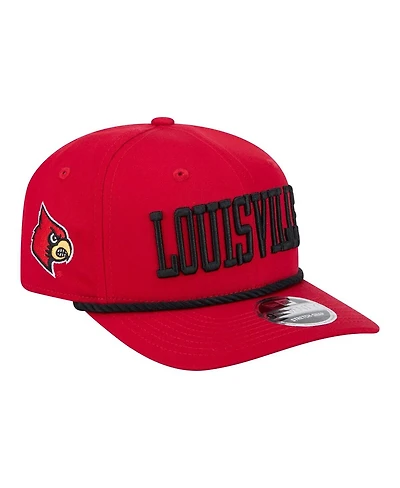 New Era Men's Red Louisville Cardinals Wordmark Rope 9SEVENTY Stretch-Snap Hat