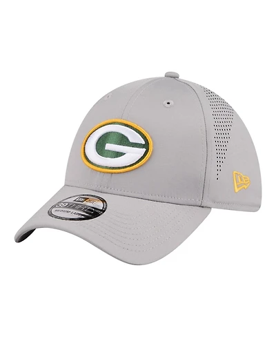 New Era Men's Gray Green Bay Packers Perforated 39THIRTY Flex Hat