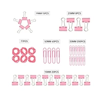 Danrong Binder Clips Paper Clips,380 Pcs Assorted Sizes Paperclips Paper Clamps Rubber Bands for Files, Papers, Home Supplies