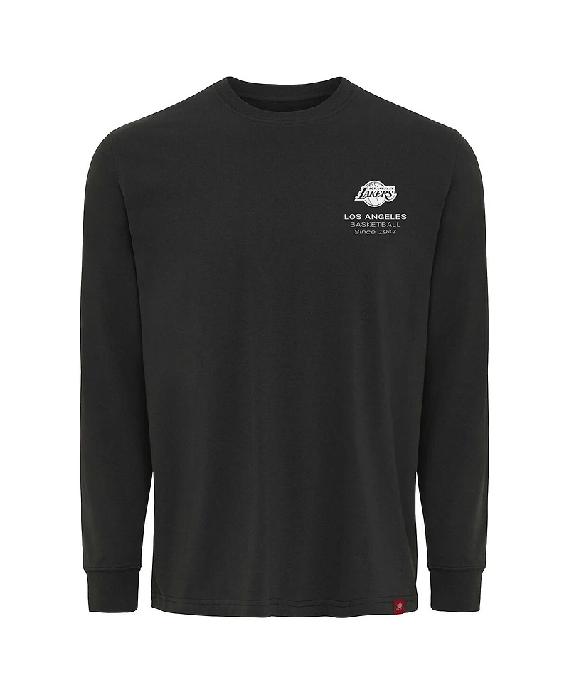 Sportiqe Men's and Women's Adult Anthracite Los Angeles Lakers Athletic Club Collection Sherwood Relaxed Fit Premium Long-Sleeve T-Shirt