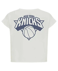 Sportiqe Women's Cream New York Knicks Athletic Club Collection Alana Premium Cropped T-Shirt