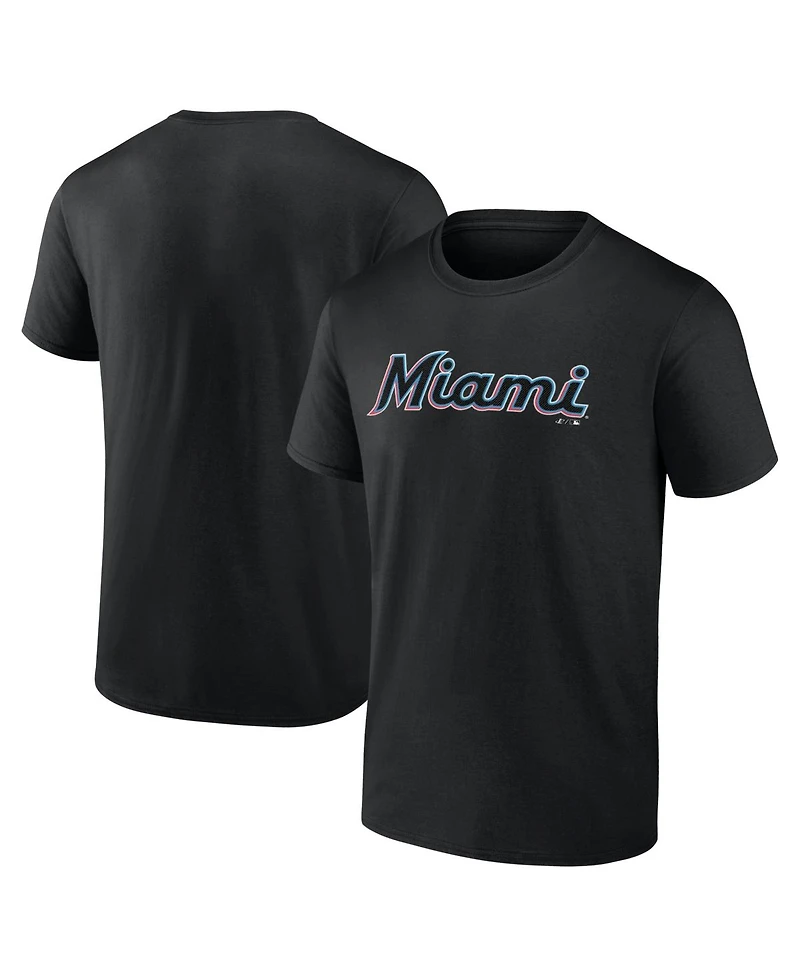 Logo Athletic Men's Black Miami Marlins Wordmark T-Shirt