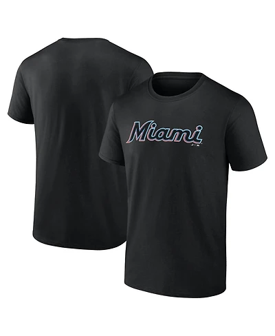 Logo Athletic Men's Black Miami Marlins Wordmark T-Shirt