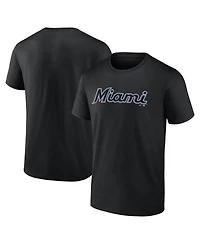 Logo Athletic Men's Black Miami Marlins Wordmark T-Shirt