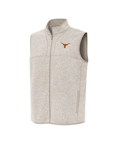 Antigua Men's Oatmeal Texas Longhorns Fortune Full-Zip Vest