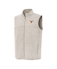 Antigua Men's Oatmeal Texas Longhorns Fortune Full-Zip Vest