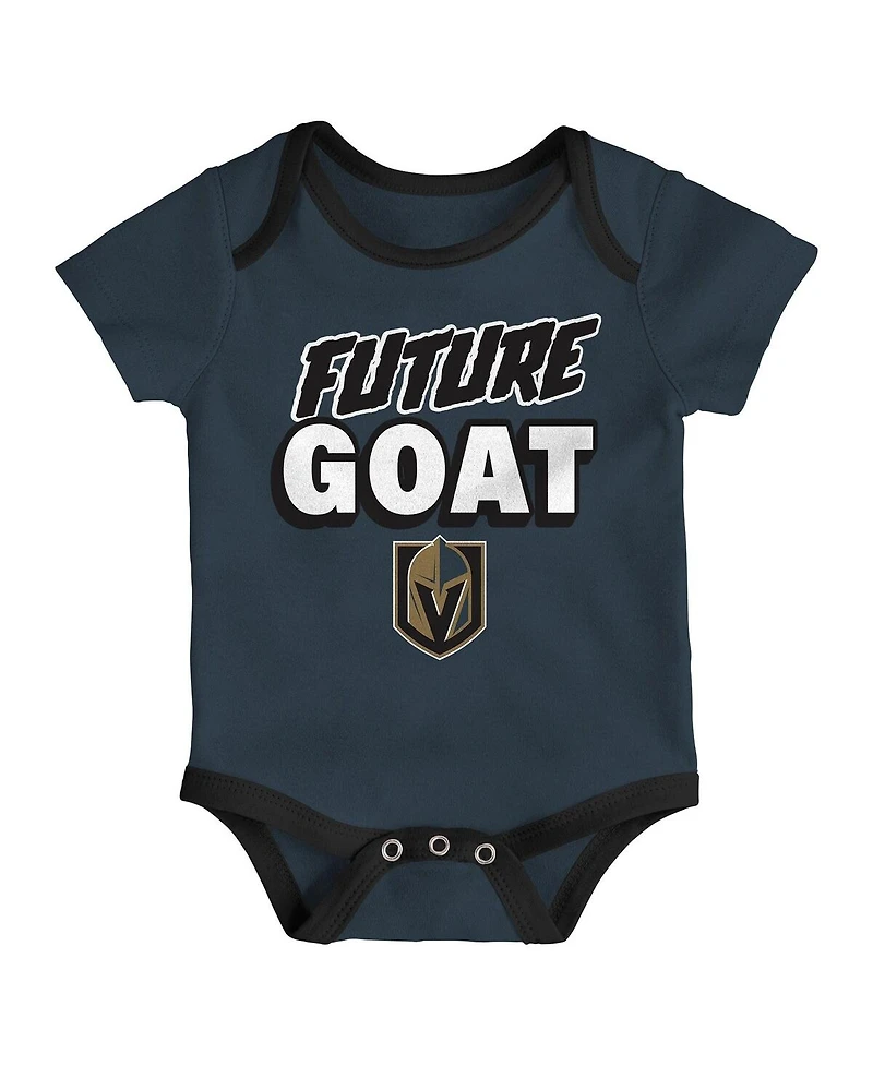 Outerstuff Baby Boys and Girls 3-Pack Vegas Golden Knights Loyal Buddies Bodysuit Set