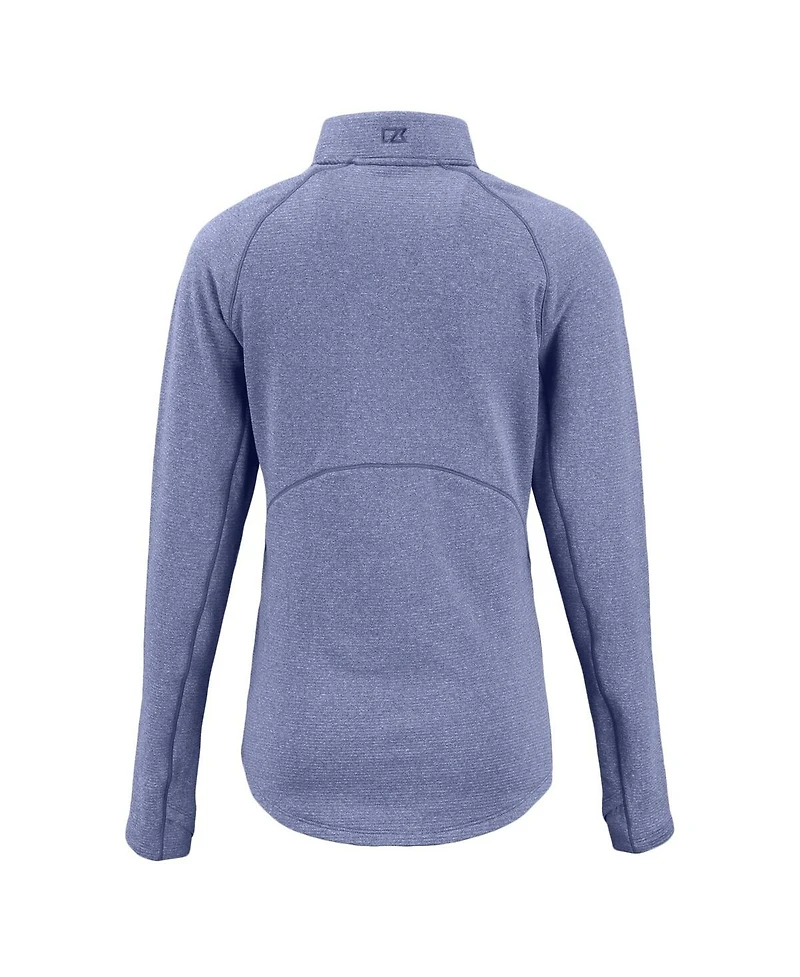 Cutter & Buck Women's Heather Blue Duke Devils Peshastin Eco Fleece Half-Zip Tri-Blend Jacket