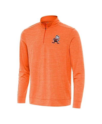 Antigua Men's Heather Orange Cleveland Browns Bright Quarter-Zip Sweatshirt