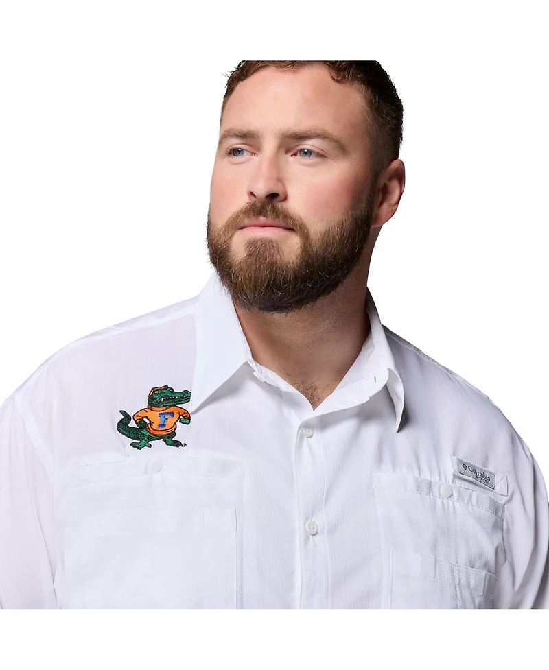 Columbia Men's White Florida Gators Big & Tall Tamiami Omni-Shade Button-Down Shirt