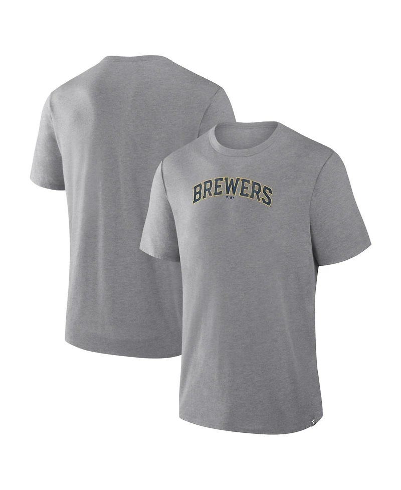 Fanatics Men's Heather Gray Milwaukee Brewers Play Tribute Tri-Blend T-Shirt
