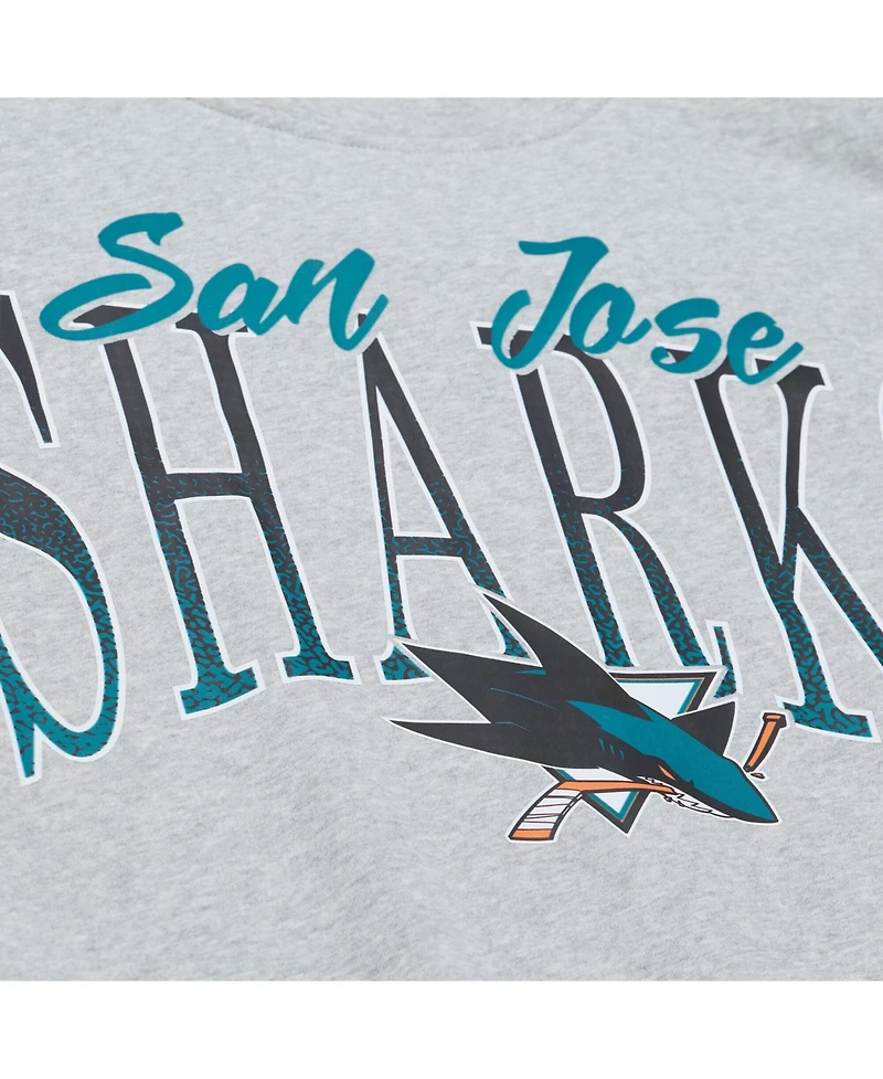 Mitchell & Ness Women's Heather Gray San Jose Sharks Hockey Night Sweatshirt
