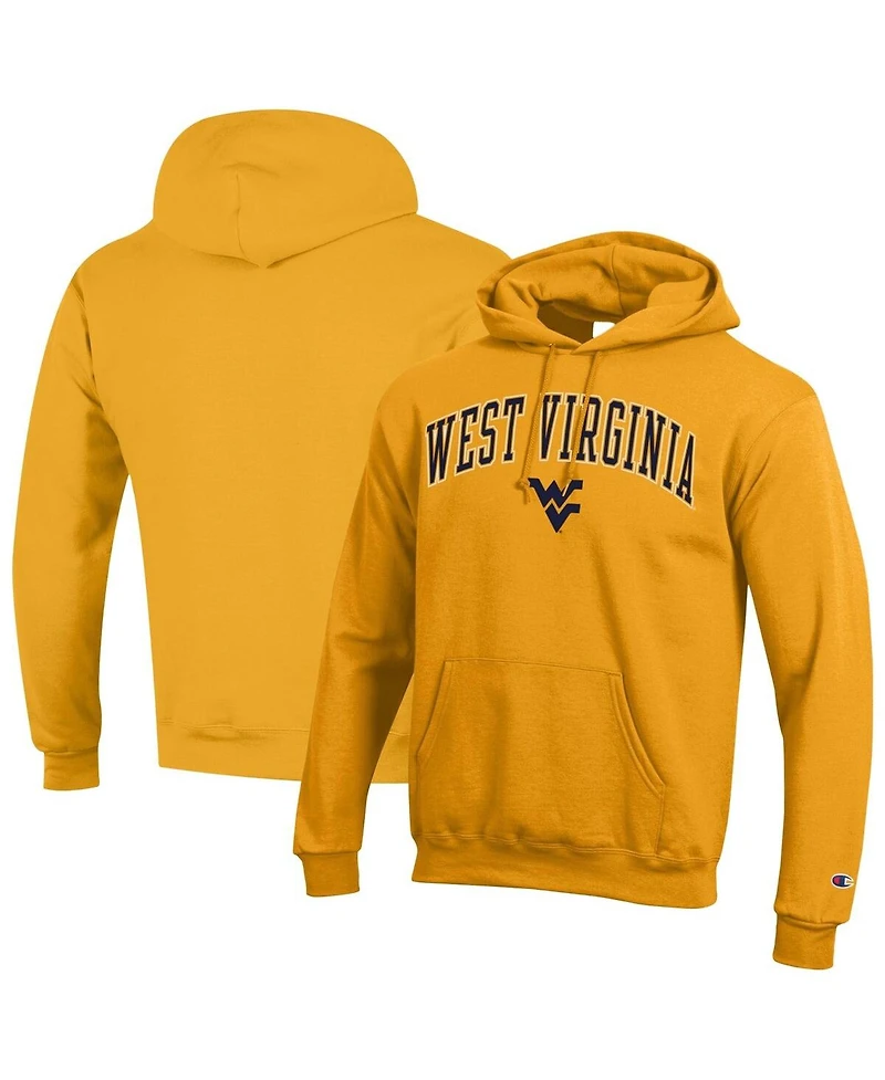 Champion Men's Gold West Virginia Mountaineers Arch Over Logo Pullover Hoodie