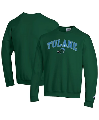 Champion Men's Green Tulane Wave Arch Over Logo Pullover Sweatshirt