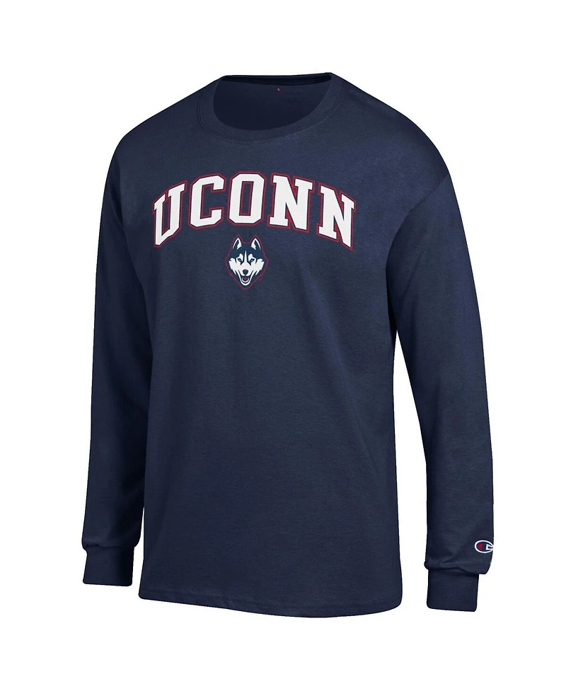 Champion Men's Navy UConn Huskies Arch Over Logo Long Sleeve T-Shirt