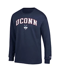 Champion Men's Navy UConn Huskies Arch Over Logo Long Sleeve T-Shirt