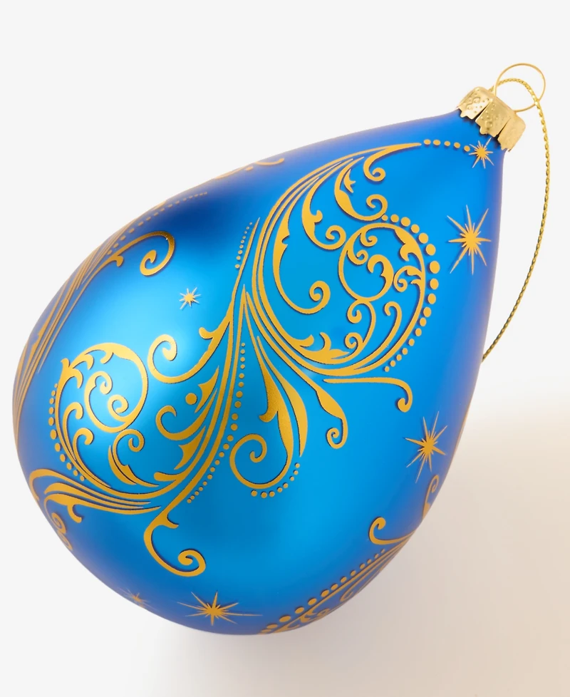 Holiday Lane Celestial Gems Oval Shape Ball With Streak Design Ornament, Macy's Exclusive