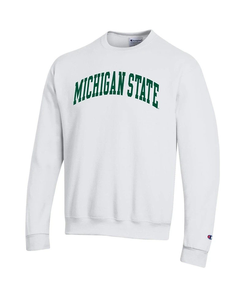 Champion Men's White Michigan State Spartans Basic Arch Fleece Pullover Sweatshirt