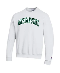 Champion Men's White Michigan State Spartans Basic Arch Fleece Pullover Sweatshirt
