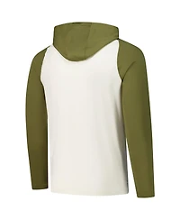 Antigua Men's Cream/Olive Pittsburgh Penguins Intrepid Sand Raglan Long Sleeve Hoodie T-Shirt