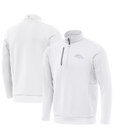 Antigua Men's White Denver Broncos Generation Quarter-Zip Jacket
