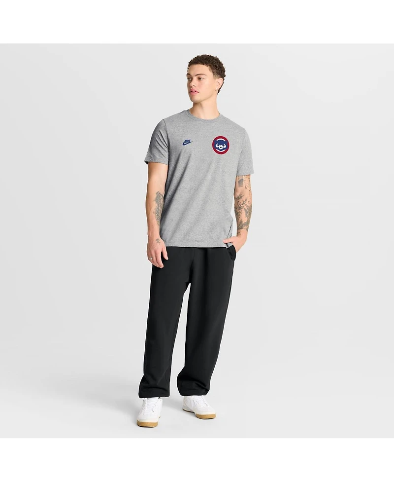 Nike Men's Heather Gray Chicago Cubs Cooperstown 2-Hit T-Shirt