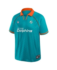 Fanatics Men's Aqua/Orange Miami Dolphins Homerun Raglan V-Neck Polo Shirt