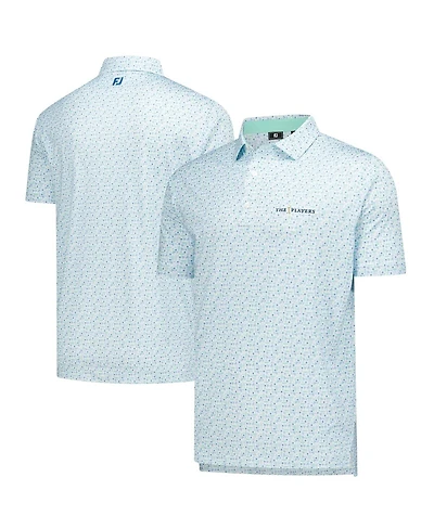 FootJoy Men's Light Blue The Players Surfs Up Print Lisle Polo Shirt