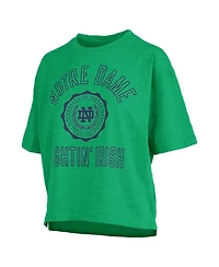 Pressbox Women's Kelly Green Notre Dame Fighting Irish Motley Crew Bishop Waist Length Oversized Slub T-Shirt
