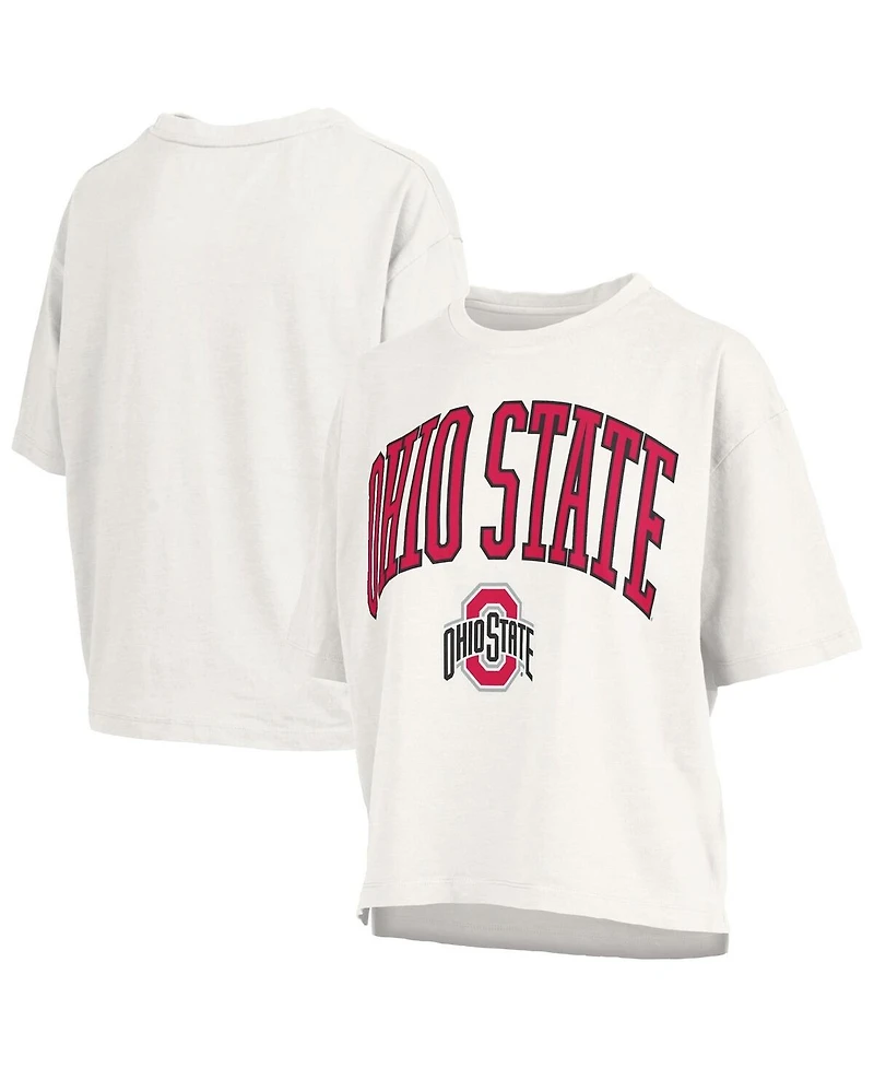 Pressbox Women's White Ohio State Buckeyes Plus Nelson Motley Crew Oversized Slub T-Shirt